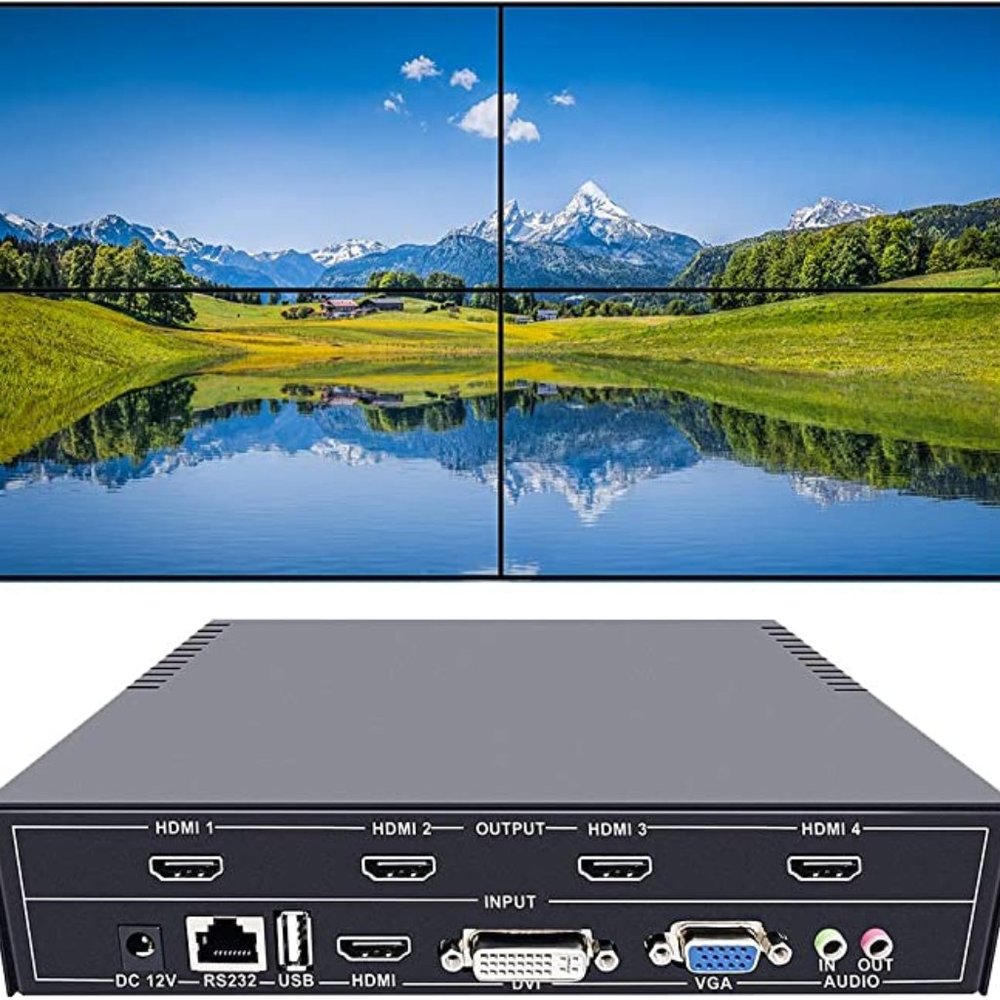 ISEEVY 4 Channel Video Wall Controller 2x2 HDMI DVI VGA USB Video Processor with